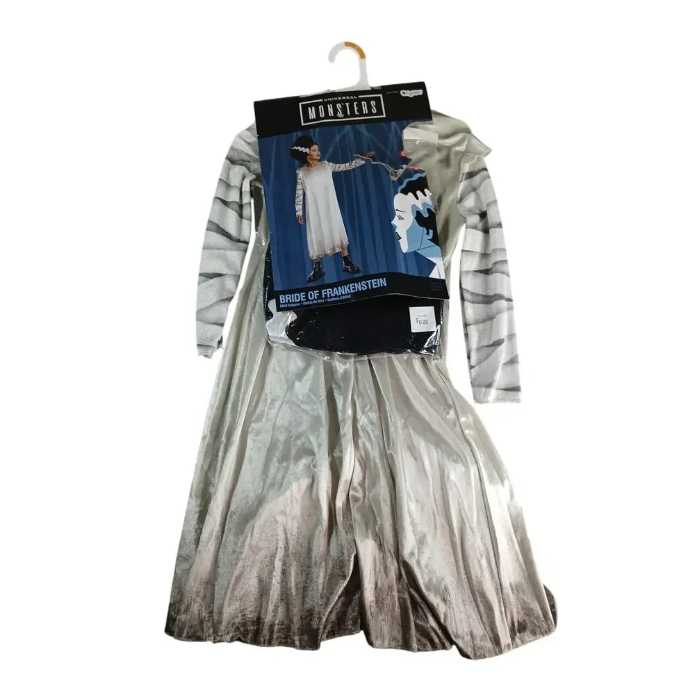 Bride of Frankenstein Costume Small (4-6X) Universal Monsters Dress & Wig NWT